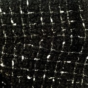 ラメ入りウールのツイード　ブラックー・ホワイト・シルバーラメ （76202-4）Black & White Wool Tweed with Silver Lame