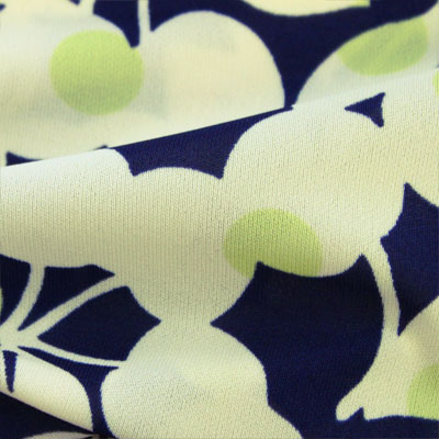 強撚スムースストレッチ　花柄プリント （KKP2999-2-B）Hard Twist Yarn Fabric, Abstract Flower Print