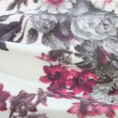 中肉ハイテンションニット多色花柄プリント （KKP5301-44-246-A）Thick High Tension Knit, multi Color Floral Print