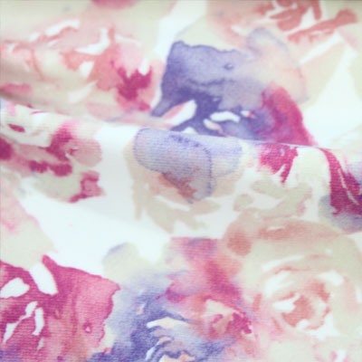中肉ハイテンションニット多色花柄プリント （KKP5301-44-M22-C）Thick High Tension Knit, multi Color Floral Print
