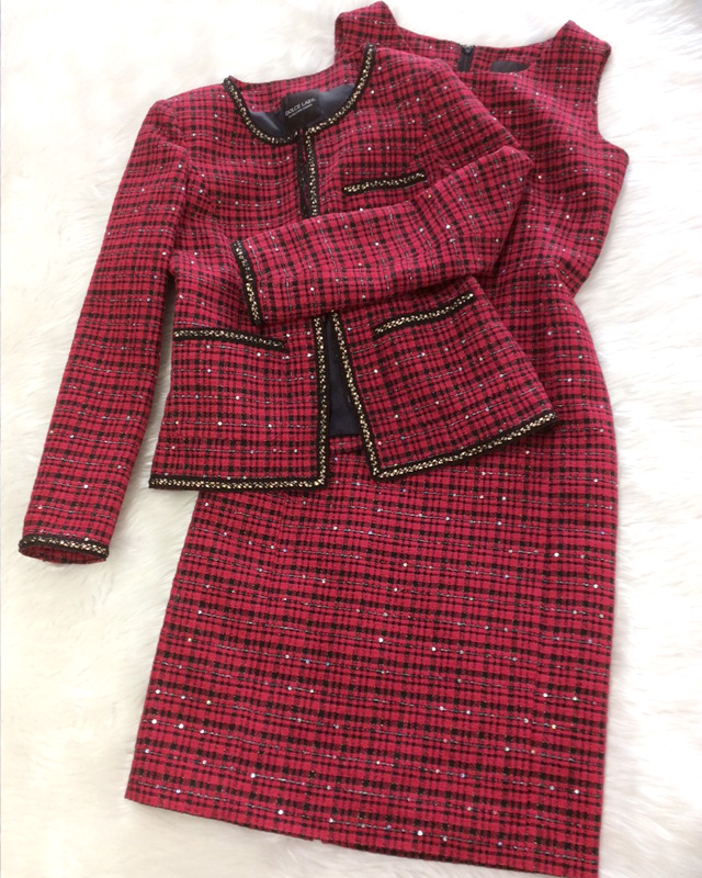 ゴージャスなラメ入り赤いリントンワンピーススーツ<br />Gorgeous Lame Red Linton Dress Suit