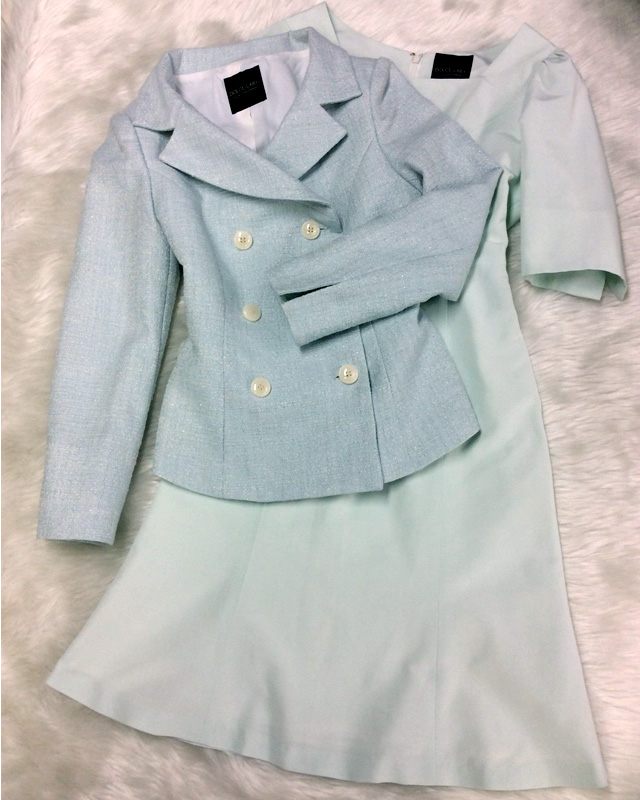 春の暑い日にどうぞ♪淡ブルージャケット+ワンピース<br />Light Blue Dress Suit Perfect for Hot Spring days