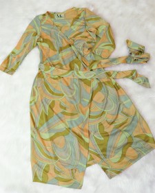 オシャレなカシュクールドレス★タイトラインとゴールドとピンクの配色がとてもエレガント<br />Modern Wrap Dress☆The Gold&Pink Colors And The Tight Cut Are Very Elegant