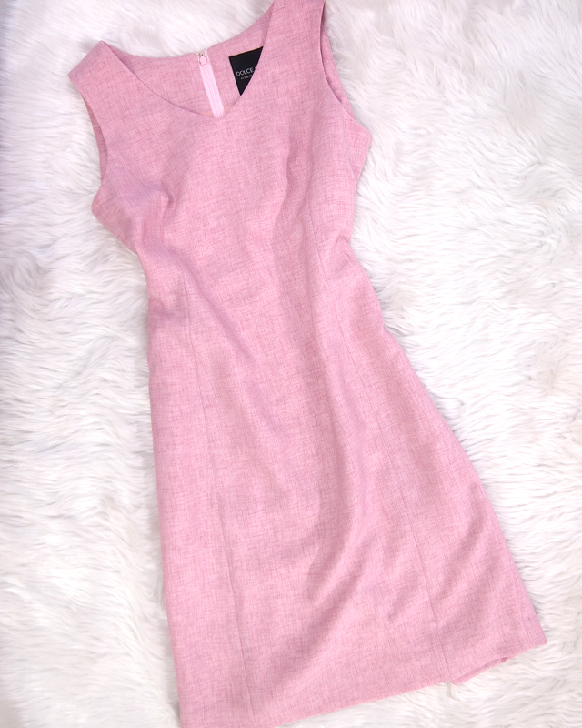 夏らしい麻素材使用♪淡いピンクのタイトワンピース<br />Pink Dress Using Light Summer Linen