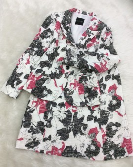 吊りスカート オーダー  生地 一覧 制服スカート 夏用 オフ白×ピンクチェック W60～72 丈48 膝上丈 KURI