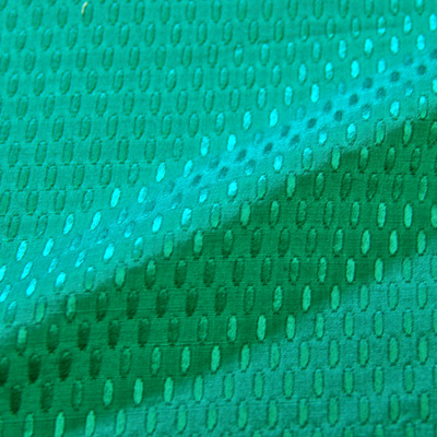 MON TRESOR エメラルドグリーン シルク混オーバルドット　(9103-6)<br />Emerald Green Silk Blend Fabric Oval Dots