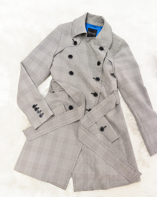 ブラック＆ホワイトのグレンチェックのトレンチコート★<br />Black & White Glenn Check Trench Coat