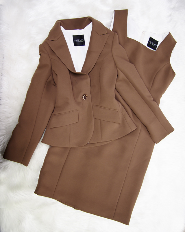 クラシックなデザイン★いつの時代でも普遍的なワンピーススーツ<br />Classic Design　For Timeless Brown Dress And Jacket