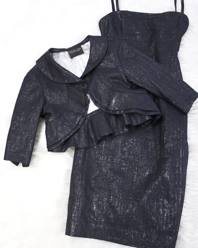 春にも♪ブラックラメワンピース＆フリルボレロ/<br />Black lam dress & frill bolero