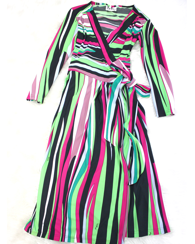 鮮やかマルチカラーのサマーカシュクールワンピース<br />/ すべてクリア Summer Cache-coeur dress of the vivid multicolored.