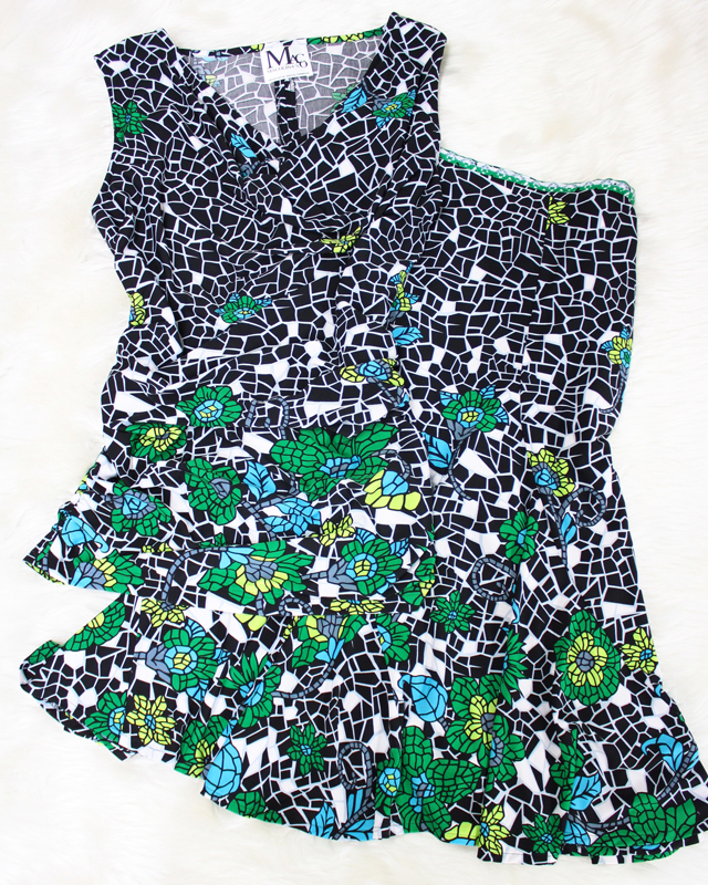 夏らしいタイル模様の花柄ワンピース♪/<br />Floral design dress of the tile design like the summer.