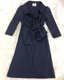 紺フリルカシュクールワンピース/<br />Dark blue Frill Kashcourt One Piece