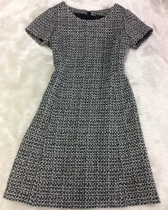 白黒ツイードワンピース/<br />Black and white tweed dress