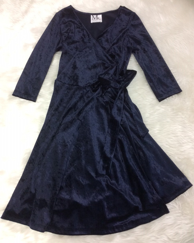 紺ベロアカシュクールワンピース/ Navy blue velour cashcourt one-piece dress | オリジナル制服