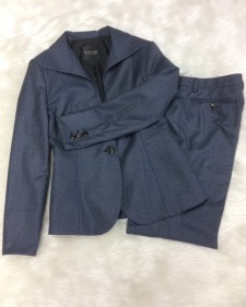 紺グレンチェックパンツスーツ/<br />Navy blue glen check pants suit