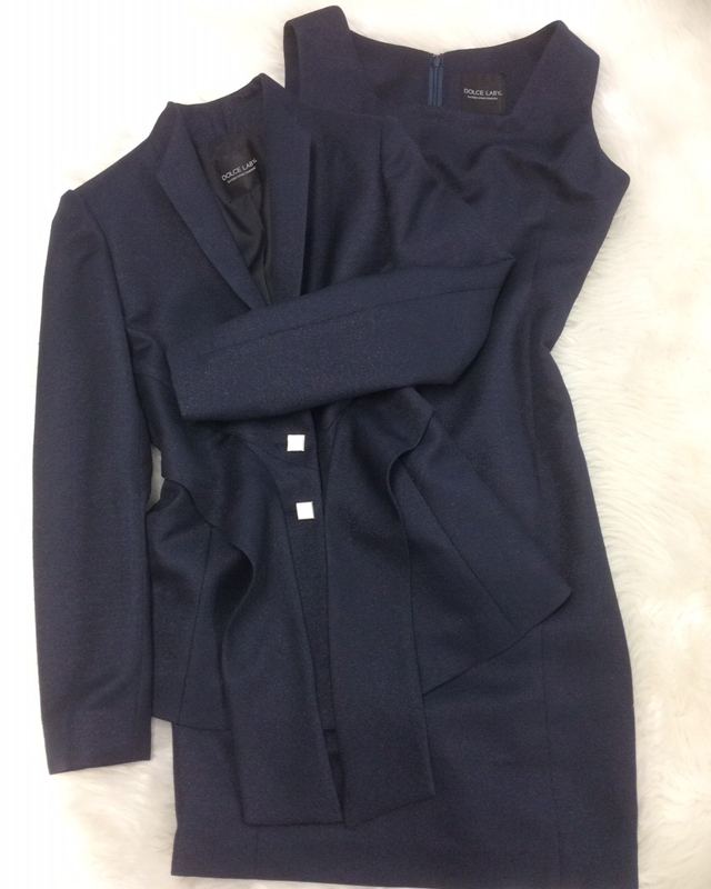 紺ラメワンピーススーツ/<br />Navy blue lame one-piece suit