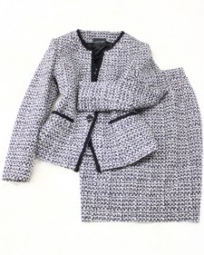 白×黒ツイードスカートスーツ/<br />White x black tweed skirt suit