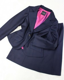 紺×ピンク格子スカートスーツ/<br />Navy blue x pink lattice skirt suit