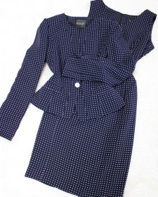 紺ドットワンピーススーツ/<br />Navy blue dot dress suit