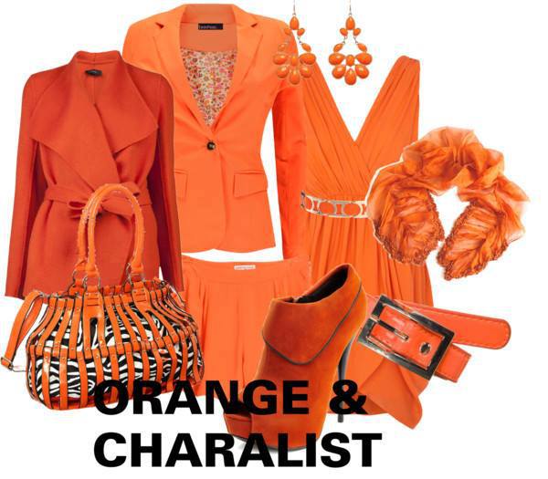 オレンジ　橙色  レディーススーツ